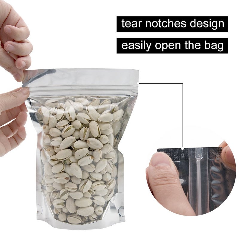 GooGou Resealable Zip Mylar Bag Food Storage Aluminum Foil Bags Smell Proof Pouches 6.3x9.4" 100pcs - Image 4